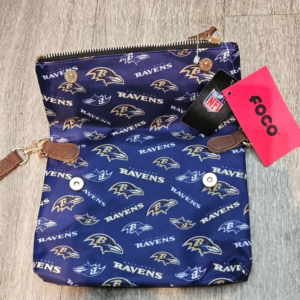 Baltimore Ravens printed fold-over nylon purse wristlet clutch by FOCO NWT